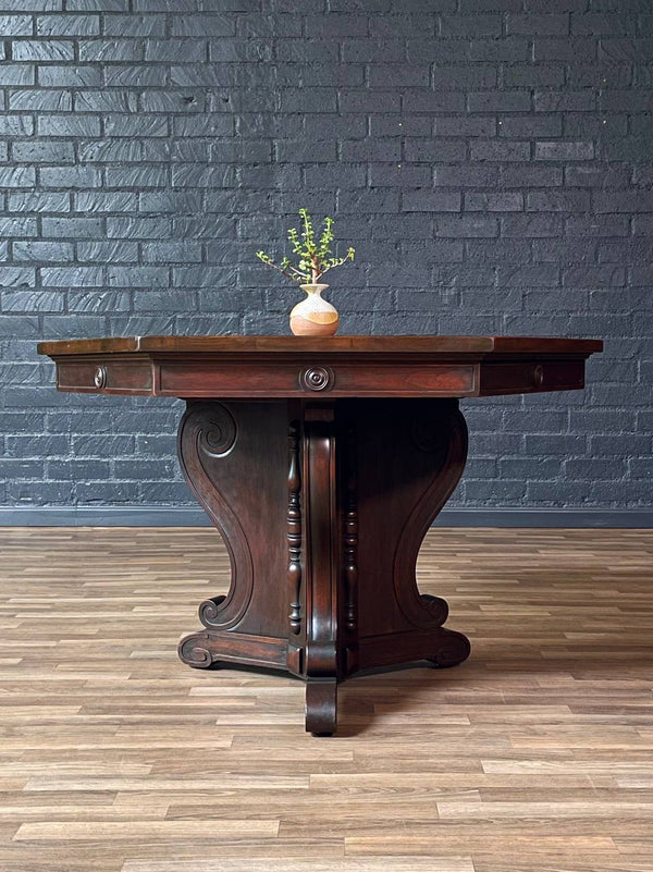American Revival Mahogany Hexagonal Table by Riner Furniture, c.1920’s