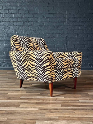 Mid-Century Modern Lounge Chair w/ Zebra Print Upholstery & Tapered Legs, c.1960’s