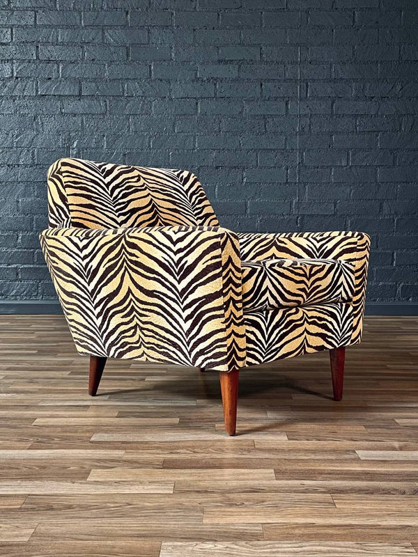 Mid-Century Modern Lounge Chair w/ Zebra Print Upholstery & Tapered Legs, c.1960’s