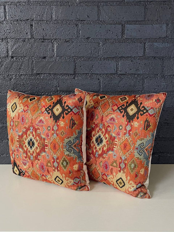 Pair of Antique Italian Decorative Square Textile Pillow Set, c.1920’s