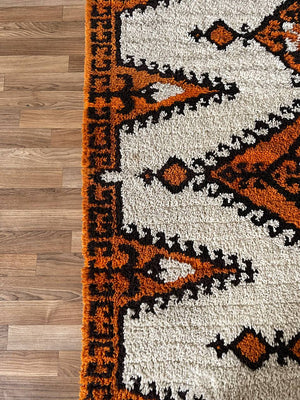 Vintage Mid-Century Modern Shag Rug w/ Geometric Tribal Pattern, c. 1970’s