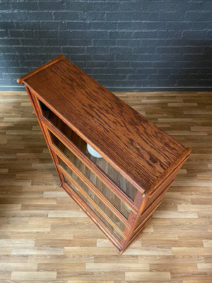Vintage Barristers Oak Bookcase w/ Glass Sliding Doors