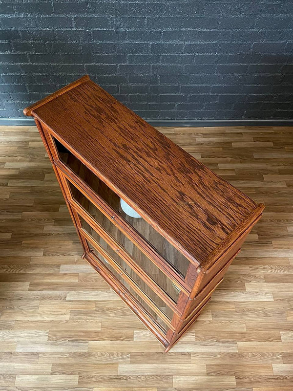 Vintage Barristers Oak Bookcase w/ Glass Sliding Doors