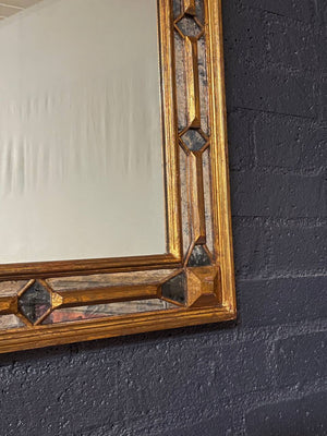 Antique Spanish Colonial Gilded Mirror w/ Distressed Glass, c.1950’s