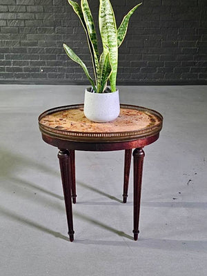 French Louis XVI Revival Breccia Marble & Brass Side Table, c.1940's