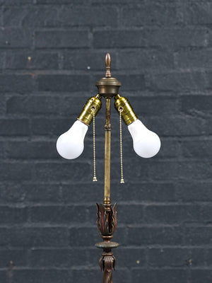 Antique Spanish Revival Wrought Iron Floor Lamp by Moe Bridges, c.1920's