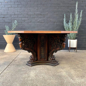 Antique Italian Renaissance Style Carved Walnut Dining Table