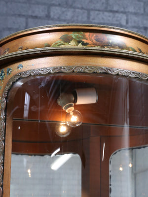 French Louis XV Style Hand-Painted Curio Vitrine Cabinet, c.1920’s
