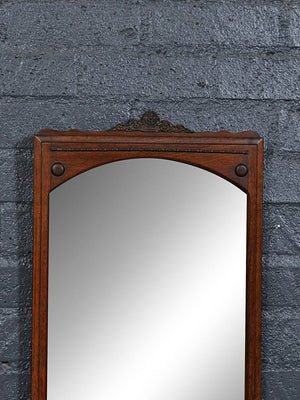 Victorian Renaissance Revival Wood Wall Mirror with Ornate Crest, c.1930's