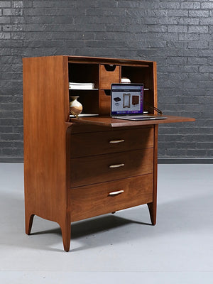 Mid-Century Modern “Profile” Highboy Dresser w/ Drop-Down Desk by John Van Koert for Drexel, c.1950’s