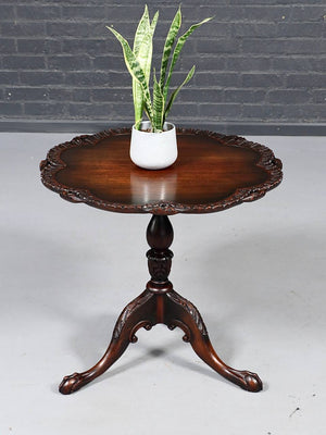 American Chippendale Revival Mahogany Pie-Crust Tilt-Top Table, c.1940's