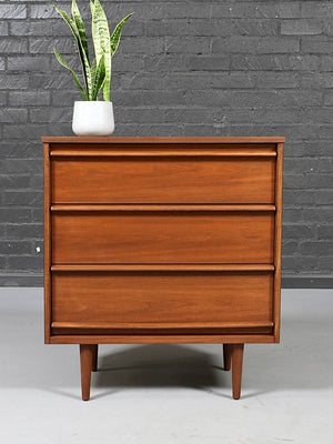 Mid Century Modern Walnut Highboy Dresser by Bassett Furniture, c.1960's