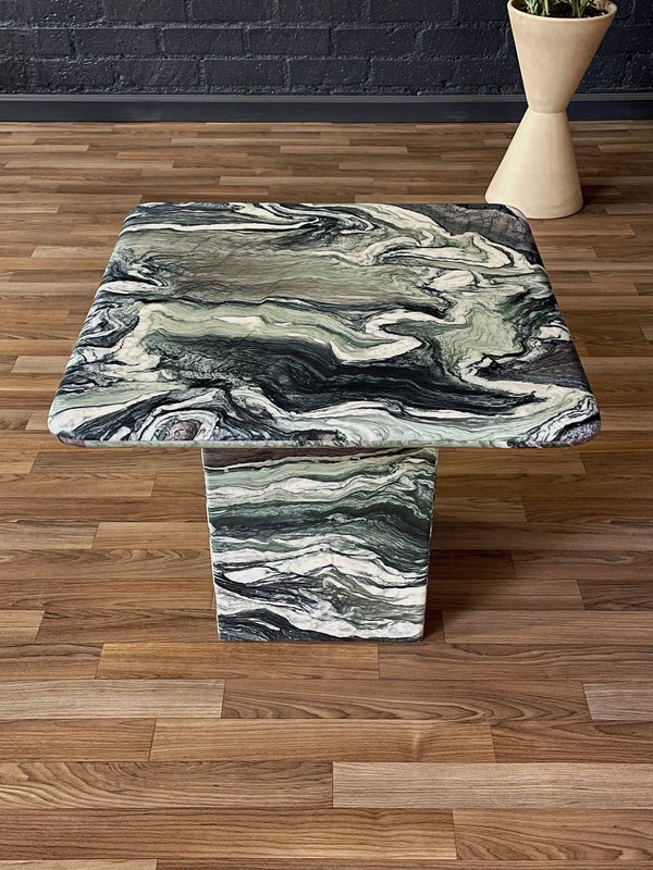 Post Modern Italian Green Cipollino Marble Side Table, c.1970’s