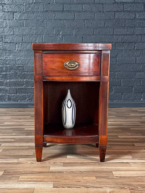 Vintage Federal Revival Mahogany Night Stand w/ Brass Pull, c.1950s