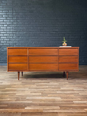 Mid-Century Modern 9-Drawer Walnut Dresser by Dixie, c.1960’s