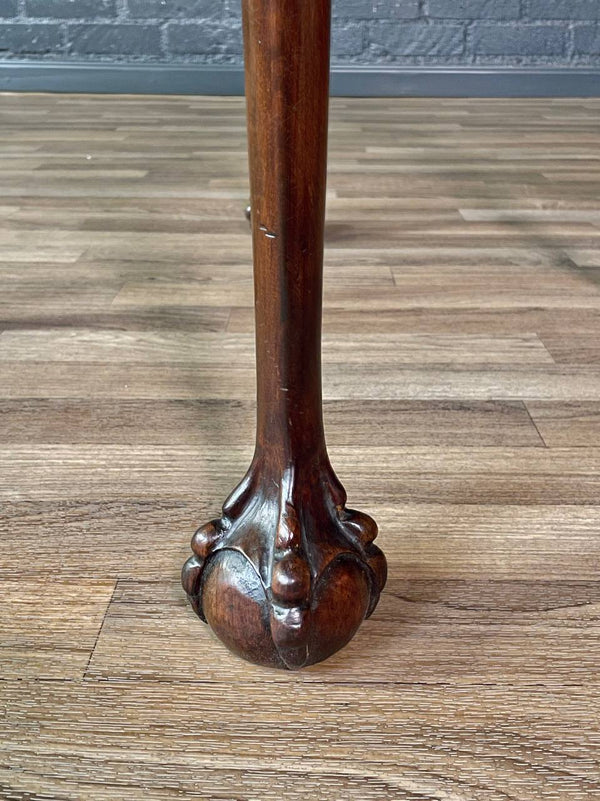 English Chippendale Style Mahogany Round Side Table w/ Ball & Claw Feet, c.1920’s