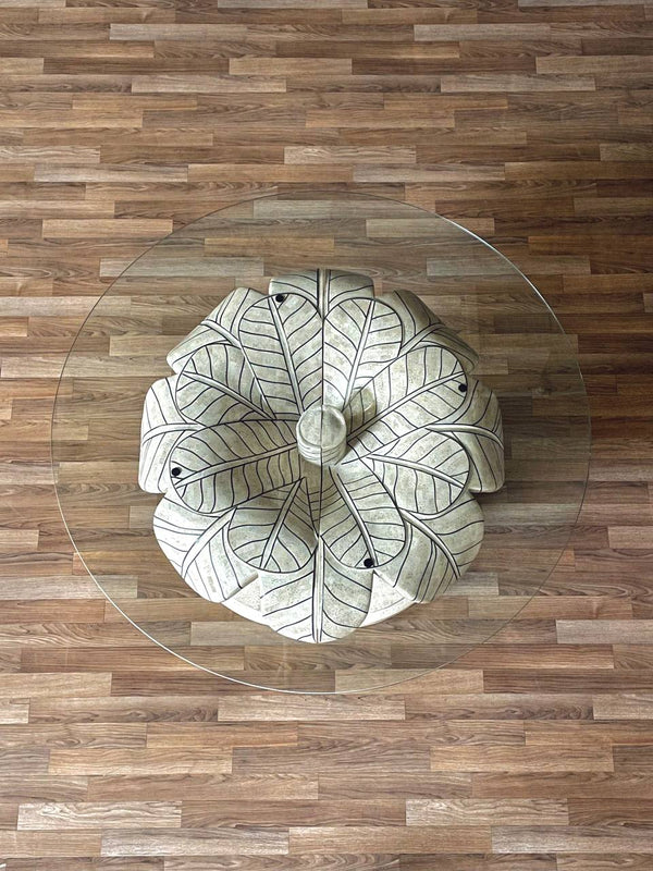 Post Modern Tessellated Stone Leaf Motif Split-Base Dining Table, c.1980’s