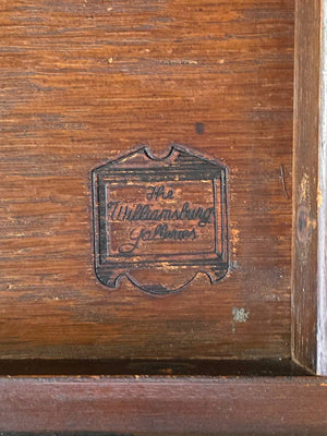English Queen Anne Style Mahogany Card/Game Table w/ Tooled Leather Top by The Williamsburg Galleries, c.1950’s