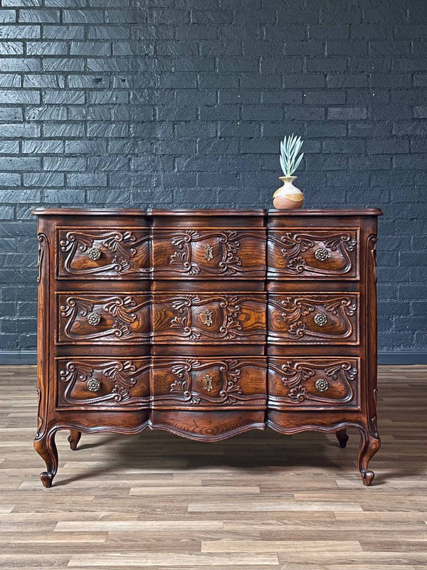 French Louis XV Style “Four Centuries” Oak 3-Drawer Dresser by Henredon, c.1960’s
