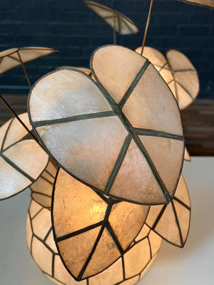 Vintage Capiz Lotus Leaf Shell & Brass Table Lamp, c.1970’s