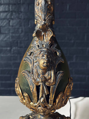 Pair of French Rococo Style Gilt Metal Table Lamps, c.1930’s