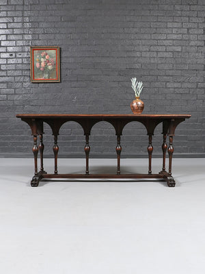 English Jacobean Revival Walnut Console Table, c.1920's