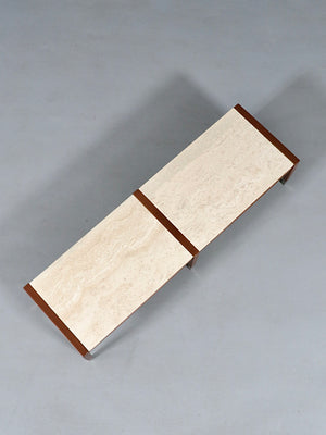 Italian Travertine Top & Walnut Coffee Table by Sligh Lowry, c.1950’s