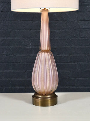 Italian Hollywood Regency Pink Murano Glass Table Lamp w/ Gold Flecks, c.1960’s