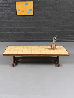 Mid-Century Modern Butter Yellow Ceramic Tile Coffee Table, c.1970’s
