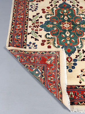 Vintage Indo-Persian Tabriz Floral Medallion Hand-Knotted Wool Rug, c.1970’s