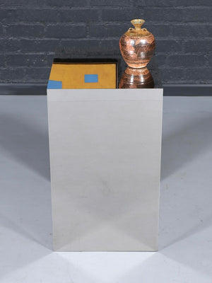Vintage Post Modern Stainless Steel Pedestals Side Table, c.1980’s