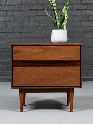 Mid-Century Modern Walnut & Rosewood Night Stand by Bassett, c.1960’s