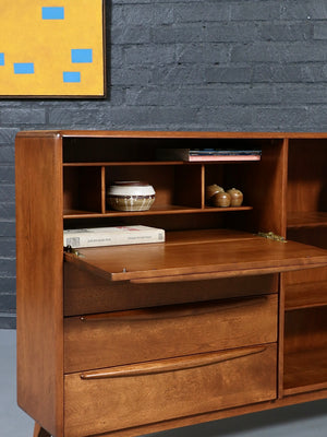 Heywood-Wakefield Model M-328W Drop Down Desk w/ Bookcase, c.1950’s