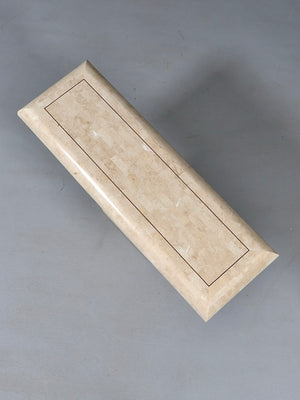 Post Modern Tessellated Travertine & Brass Inlaid Console Table, c.1970’s
