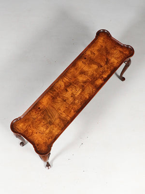 Vintage English Queen Anne Revival Burl Walnut Console Table, c.1950’s