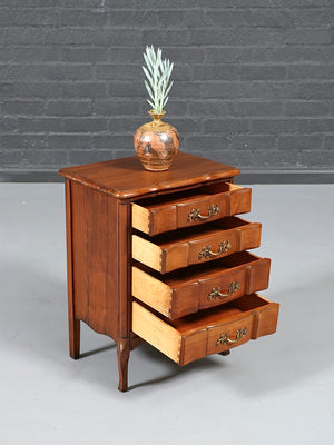 Pair of Vintage French Provincial Cherry Wood Night Stands w/ Brass Handles, c.1960's
