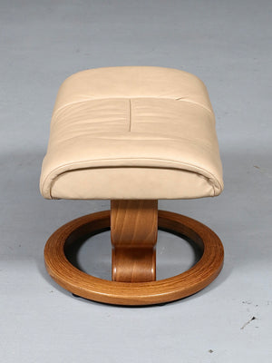 Scandinavian Modern “Stressless” Tan Leather Ottoman by Ekornes