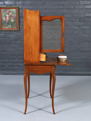 French Provincial Style Secretary Desk w/ Lattice Doors, c.1960's