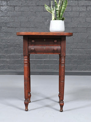 Antique American Sheraton Pine Two-Drawer Work End Table, c.1900’s