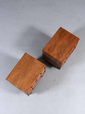 Pair of American of Martinsville Chinoiserie Walnut Night Stands, c.1960’s