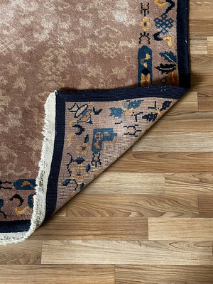 Antique Chinese Peking Art Deco Rug – Hand-Knotted Wool w/ Floral & Symbolic Motifs, c.1920’s