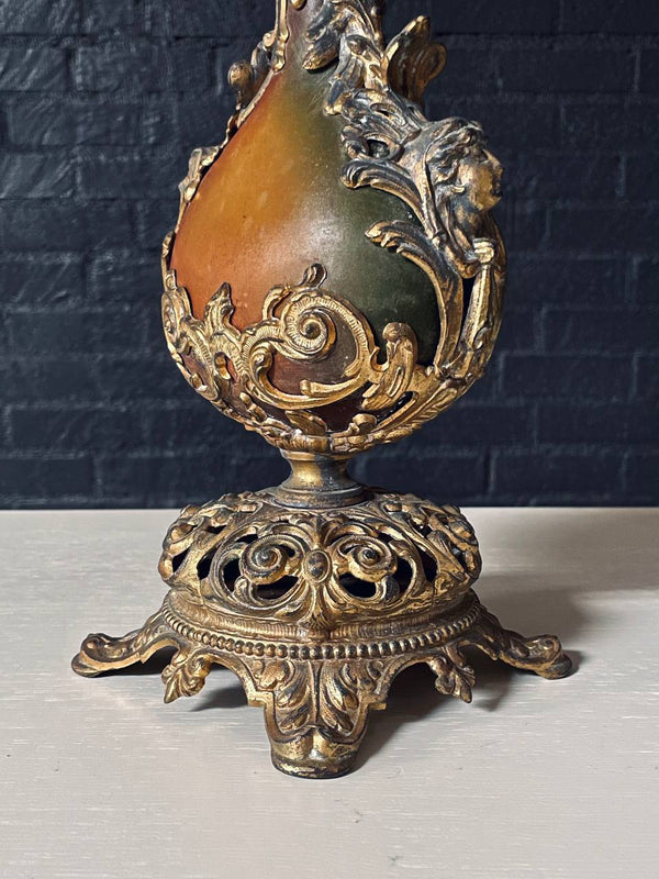 Pair of French Rococo Style Gilt Metal Table Lamps, c.1930’s
