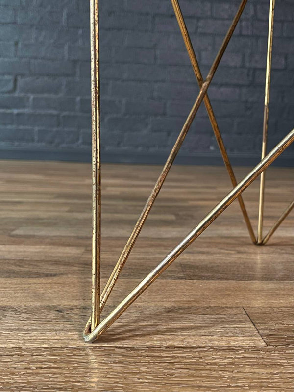 Italian Modern Pink Marble & Brass Side Table by Rene Brancusi, c.1960’s
