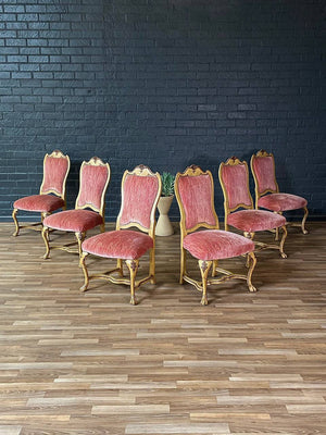 Set of 8x French Style Painted & Carved Wood Dining Chairs, c.1950’s