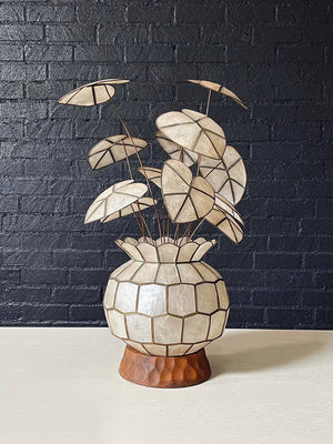 Vintage Capiz Lotus Leaf Shell & Brass Table Lamp, c.1970’s