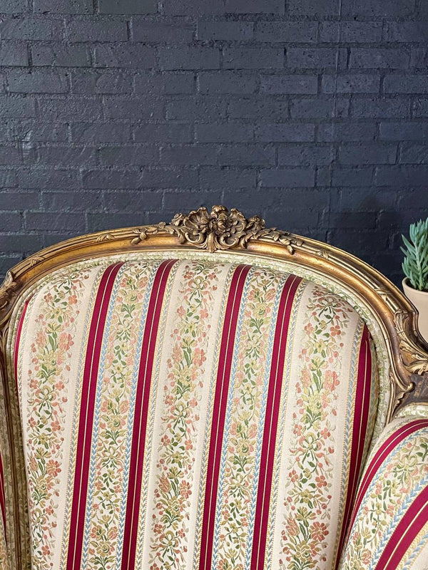 Pair of French Louis XV Style Giltwood Bergère Armchairs, c.1940’s