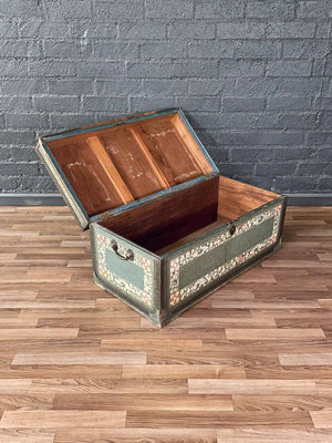Antique Hand-Painted Indian Rajasthani Dowry Chest w/ Floral Motif, c.1890’s