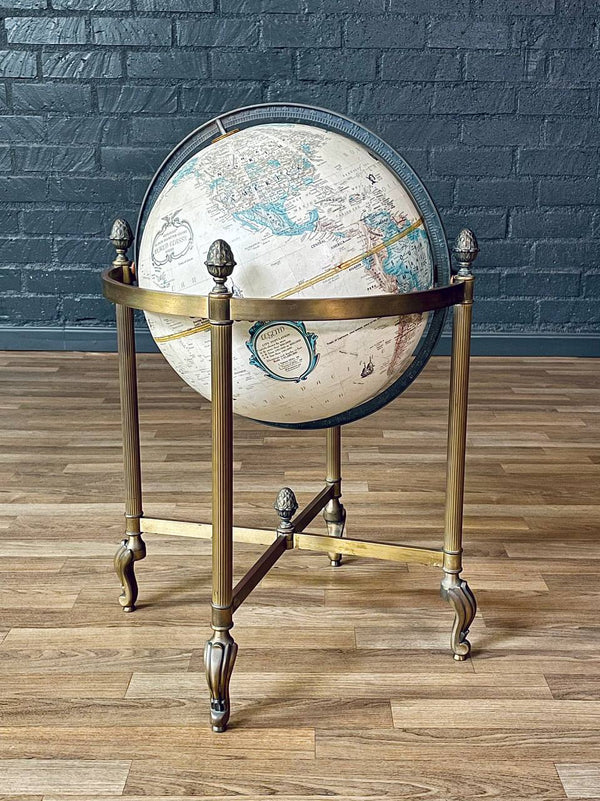 Neoclassical Style Replogle “World Classic” 16-Inch Globe on Brass Stand, c.1970’s