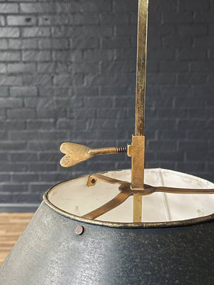 Vintage French Bouillette Brass Table Lamp with Tole Shade, c.1960’s