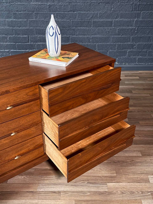 Mid-Century Modern 9-Drawer Sculpted Walnut Dresser, c.1960’s